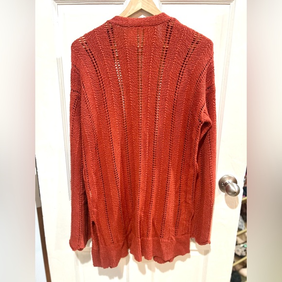 Meadow Rue Anthropologie Rust Open Knit Cardigan Sweater Boho Small (No Belt) - Picture 3 of 10